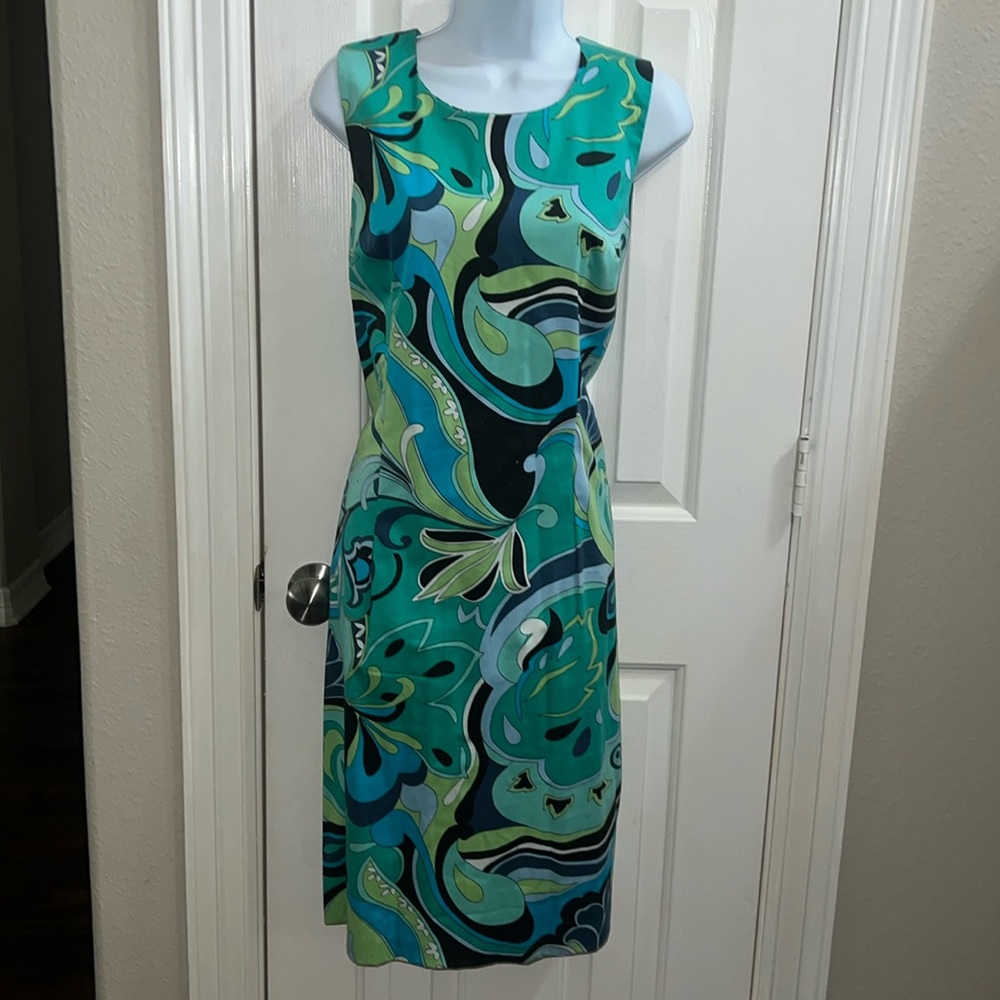 Sheath Dress Blues Abstract